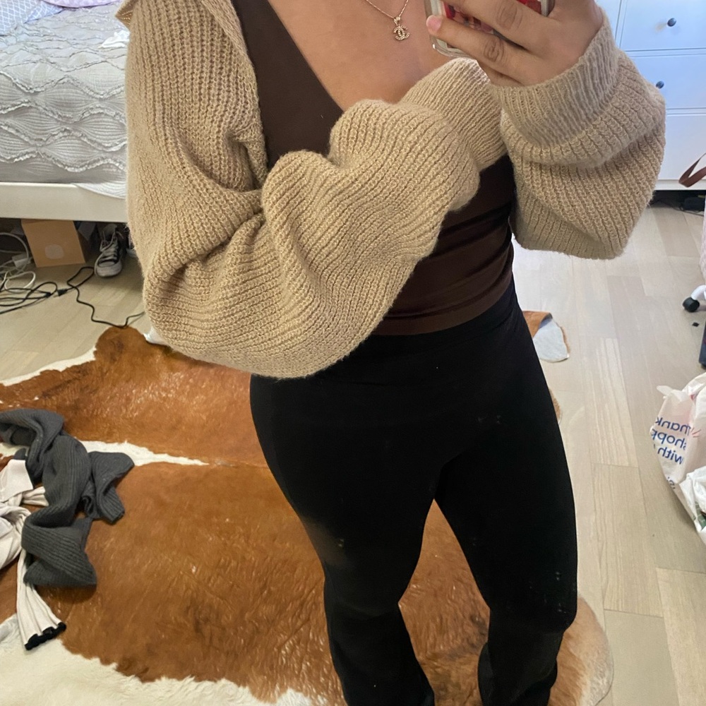 Cozy Beige Knit Hoodie